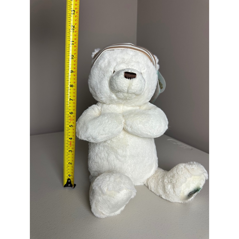 Gund Baby Goodnight Prayer Bear Animated Plush White Brown Striped Hat 6049302 - Picture 8 of 9